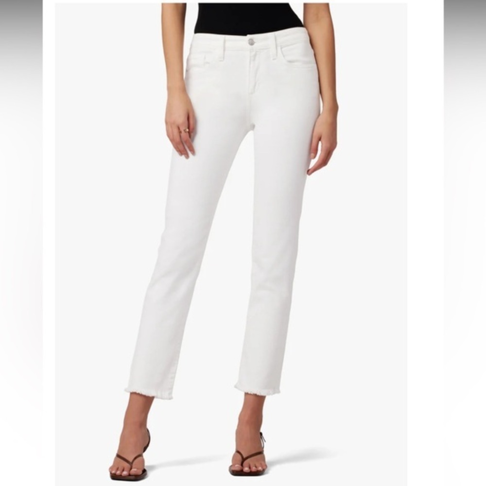 Joe’s sz 26 white The Lara midrise cigarette ankle vtg stretch frayed hem jeans
